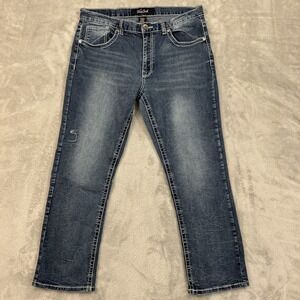 True Luck Jeans Mens 36x30 Thick Stitch Comfort Stretch Rayon Whiskered Western